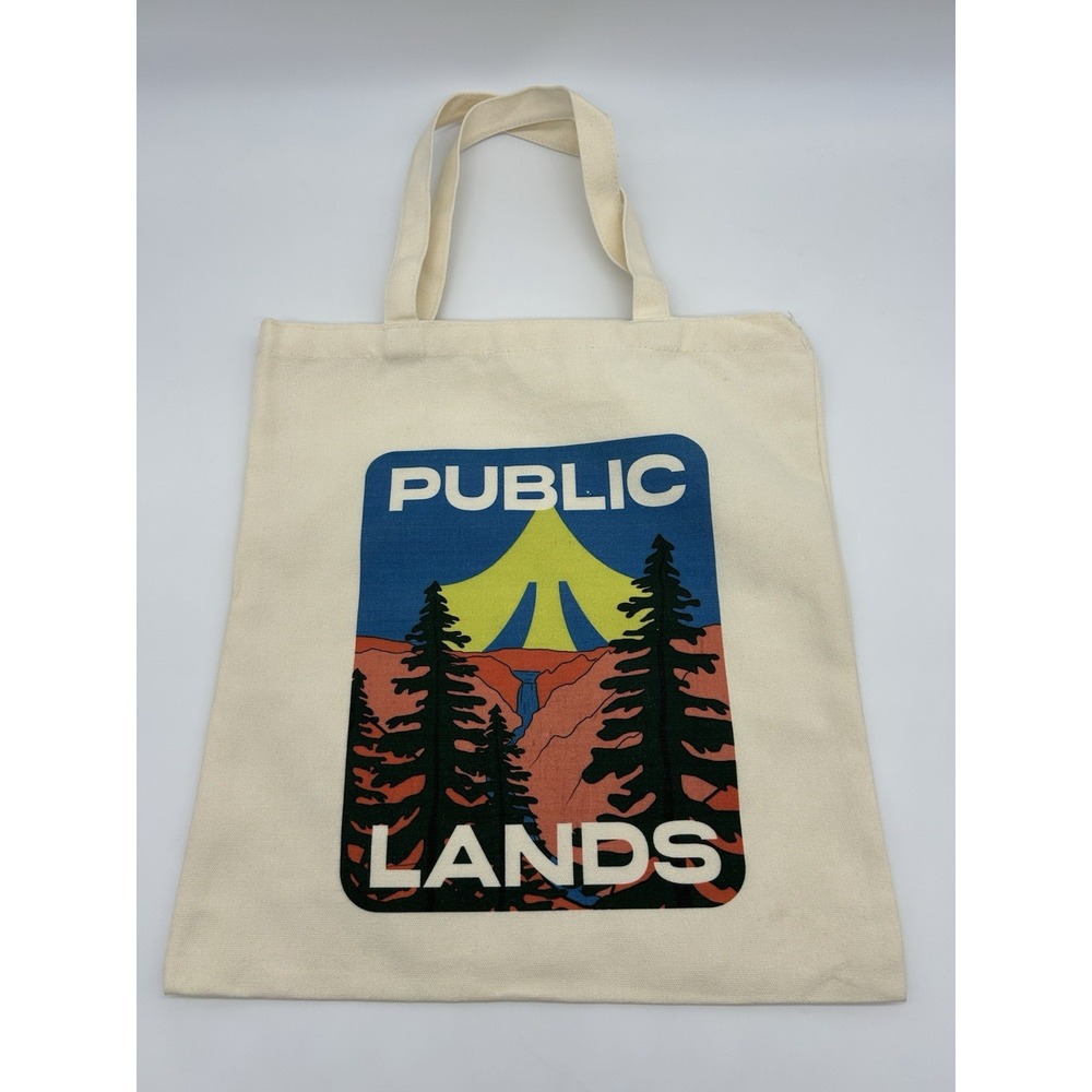Public Lands Graphic‎ Tote Bag 15"x16" Outdoor Conservation Canvas